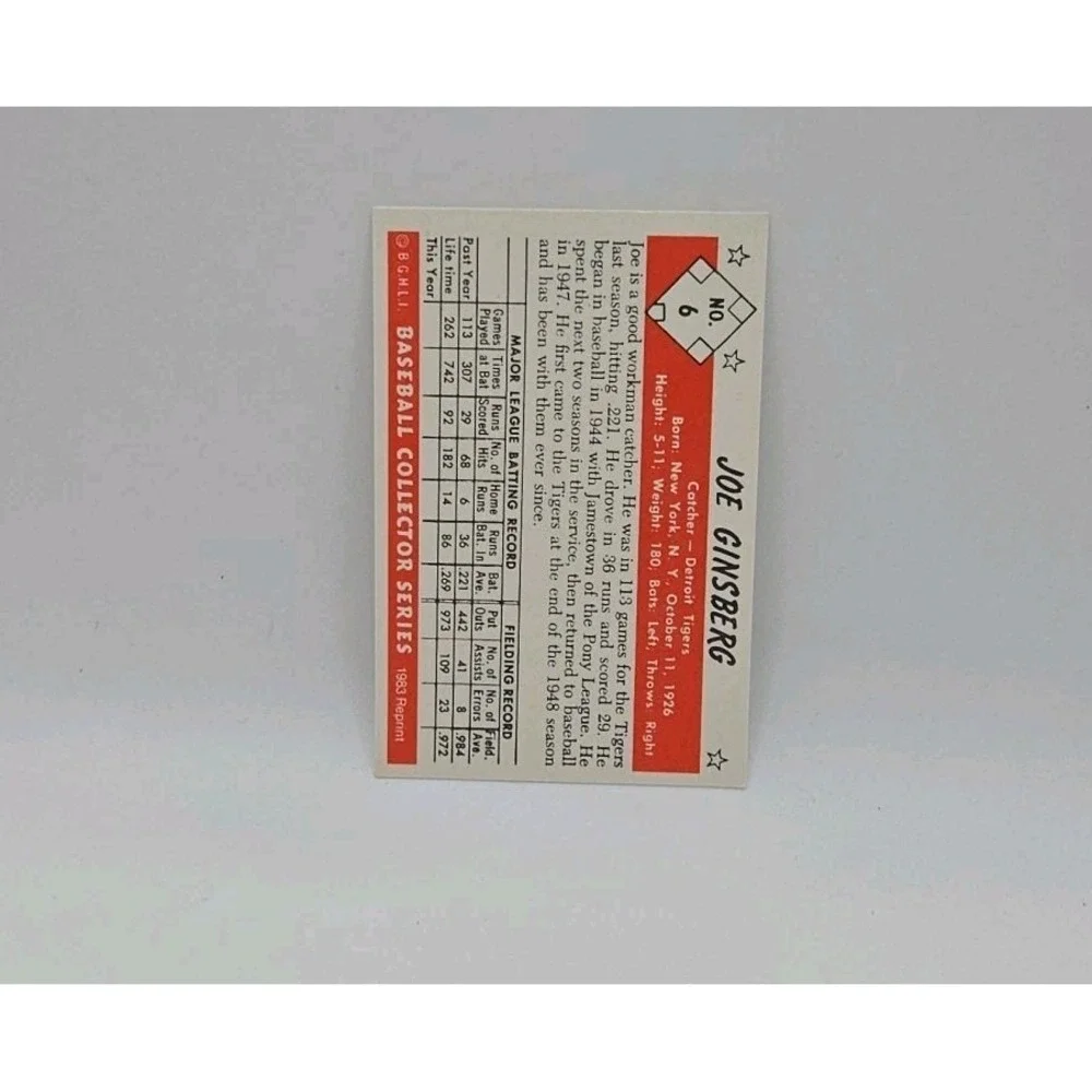 1983 Card Collectors 1953 Bowman Color Reprint‎ #6 JOE GINSBERG